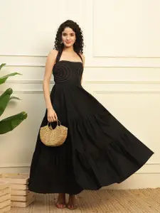 DEEBACO Halter Neck Fit & Flare Maxi Dress