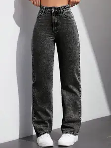 DressBerry Women Comfort Straight Fit High-Rise Light Fade Acid Wash Stretchable Jeans