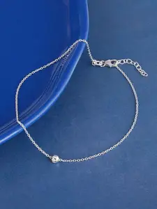 GIVA 925 Silver Rhodium-Plated Minimal Beaded Anklets