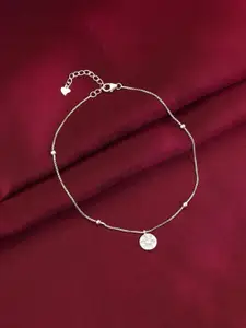 GIVA 925 Silver Zircon Stone Studded Waterlily Charm Anklets