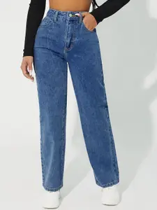 DressBerry Women Comfort Straight Fit High-Rise Light Fade Acid Wash Stretchable Jeans