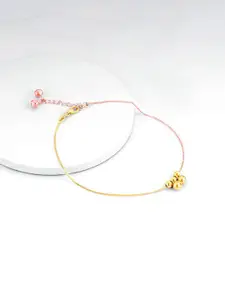 GIVA 925 Silver Gold & Rose Gold-Plated Glimmering Ties Anklets