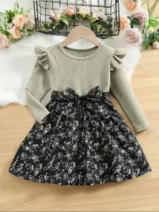 BAESD Floral Print Flutter Sleeve A-Line Dress