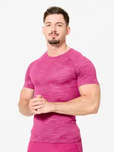 Domyos By Decathlon Short-Sleeved Crew Neck Weight Training Compression T-Shirt - Purple