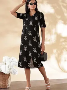 Anouk Floral Print A-Line Midi Dress