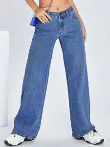 DressBerry Women Comfort Straight Fit High-Rise Light Fade Acid Wash Stretchable Jeans