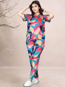 DTR FASHION Printed T-Shirt With Trouser Co-Ords