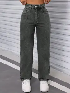 DressBerry Women Comfort Straight Fit High-Rise Light Fade Acid Wash Stretchable Jeans