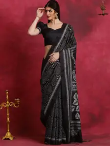 Mitera Ethnic Motifs Silk Blend Block Print Saree