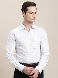 Turtle Men Standard Slim Fit Grid Tattersall Checks Opaque Checked Formal Shirt