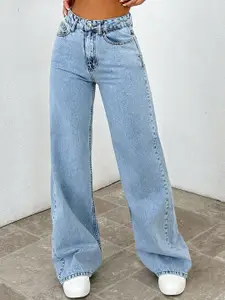 DressBerry Women Comfort Straight Fit High-Rise Light Fade Acid Wash Stretchable Jeans