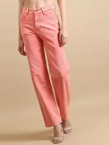 DressBerry Women Comfort Straight Fit High-Rise Light Fade Acid Wash Stretchable Jeans