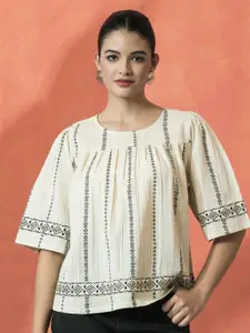 Sangria Printed Pure Cotton Top