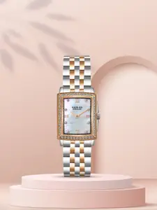 CARLOS PHILIP Women Brass Embellished Dial & Stainless Steel Bracelet Style Straps Analogue Watch S04029-4