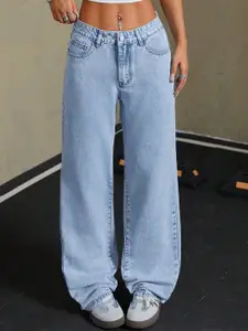 DressBerry Women Comfort Straight Fit High-Rise Light Fade Acid Wash Stretchable Jeans