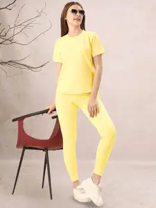 DTR FASHION Round-Neck T-Shirt & Tights Co-Ords