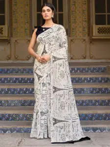 Mitera Embellished Silk Blend Block Print Saree