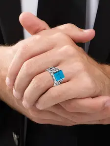 LeCalla 925 Sterling Silver Plated Cubans Link Chain Motif Finger Ring