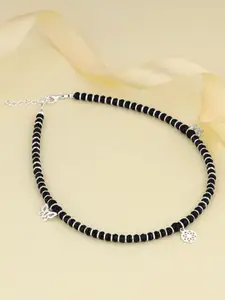 GIVA 925 Silver Rhodium-Plated Artificial Beaded Butterfly Charm Anklets