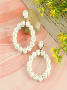 Sangria Gold-Plated Thread Ball Circular Shaped Drop & Dangler Earrings