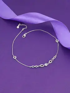 GIVA 925 Silver Rhodium-Plated Infinity Zirconia Studded Anklets