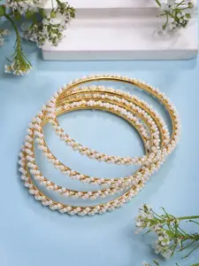 NVR Set of 4 Gold-Plated Pearls Bangles