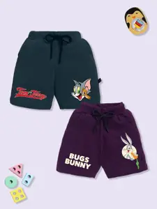 YK X Minute Mirth Boys Assorted Pack Of 2 Tom & Jerry Printed Cotton Shorts