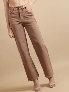 DressBerry Women Comfort Straight Fit High-Rise Light Fade Acid Wash Stretchable Jeans