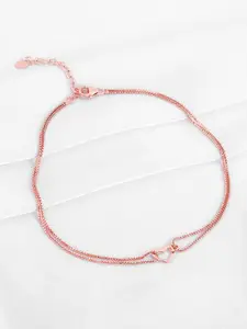 GIVA 925 Silver Rose Gold-Plated Follow Love Anklets
