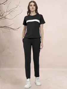 DTR FASHION Round Neck T-Shirt With Trousers Co-Ords