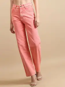 DressBerry Women Comfort Straight Fit High-Rise Light Fade Acid Wash Stretchable Jeans