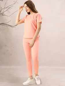 DTR FASHION Round-Neck T-Shirt & Tights Co-Ords