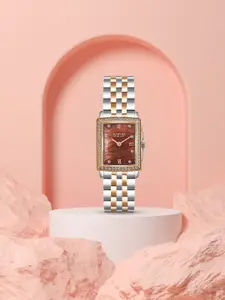 CARLOS PHILIP Women Brass Embellished Dial & Stainless Steel Bracelet Style Straps Analogue Watch S04029-5