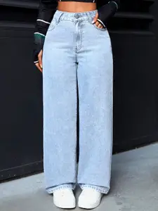 DressBerry Women Comfort Straight Fit High-Rise Light Fade Acid Wash Stretchable Jeans