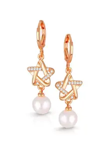 DIVASTRI Gold-Plated Cubic Zirconia Studded Contemporary Hoops