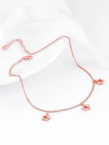 GIVA 925 Silver Rose Gold-Plated Merging Stars Anklets