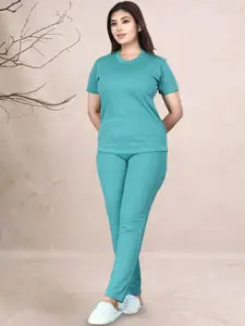 DTR FASHION Round Neck T-Shirt With Trousers Co-Ords