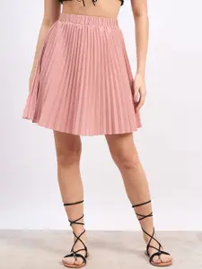 Berrylush High Rise Pleated Above Knee Skirt