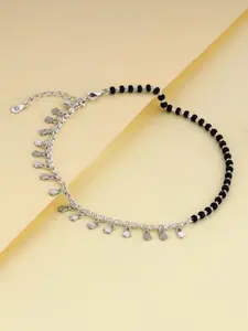 GIVA 925 Sterling Silver Rhodium-Plated Artificial Beads Beaded Anklet