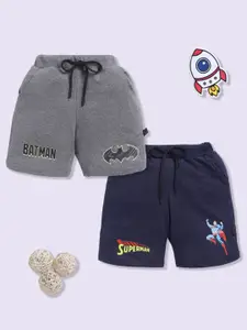 YK X Minute Mirth Boys Assorted Pack Of 2 Superman Printed Cotton Shorts