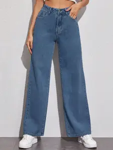 DressBerry Women Comfort Straight Fit High-Rise Light Fade Acid Wash Stretchable Jeans