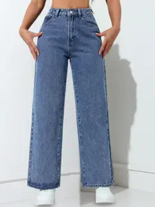 DressBerry Women Comfort Straight Fit High-Rise Light Fade Acid Wash Stretchable Jeans