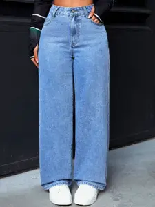 DressBerry Women Comfort Straight Fit High-Rise Light Fade Acid Wash Stretchable Jeans