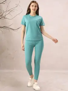 DTR FASHION Round Neck T-shirt With Leggings Co-Ords