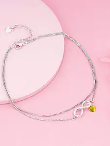 GIVA Forever Heart Set Of 2 925 Sterling Silver Anklets