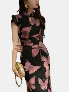 DressBerry Floral Print Keyhole Neck Sheath Dress