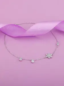 GIVA 925 Sterling Silver Rhodium-Plated Zircon Studded Anklets