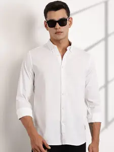 Thomas Scott Men Premium Regular Fit Long Sleeves Pinstripes Casual Shirt