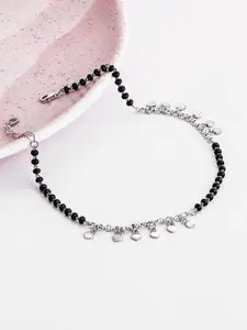 GIVA 925 Sterling Silver Rhodium-Plated Artificial Beads Beaded Hearts Anklet