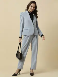 Allen Solly Woman Textured Notched Collar Single Breasted Formal Blazer